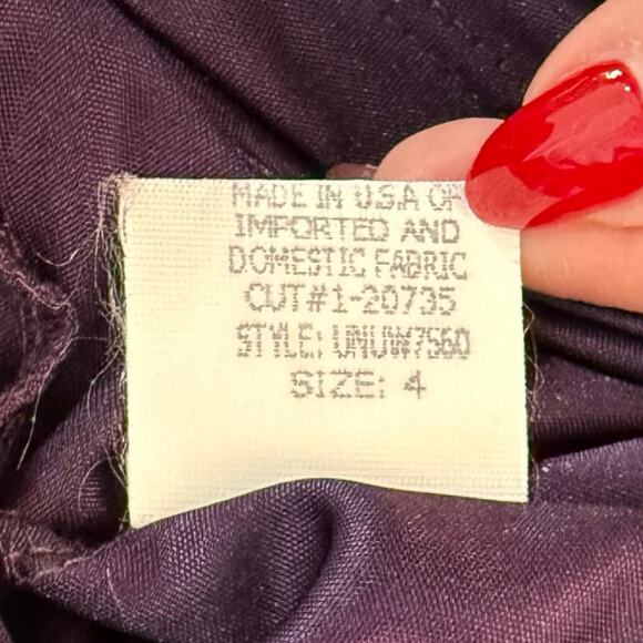 David Meister Ruched Asymmetrical Purple Faux Wrap Long Sleeve Sheath Dress sz 4 - Picture 8 of 12